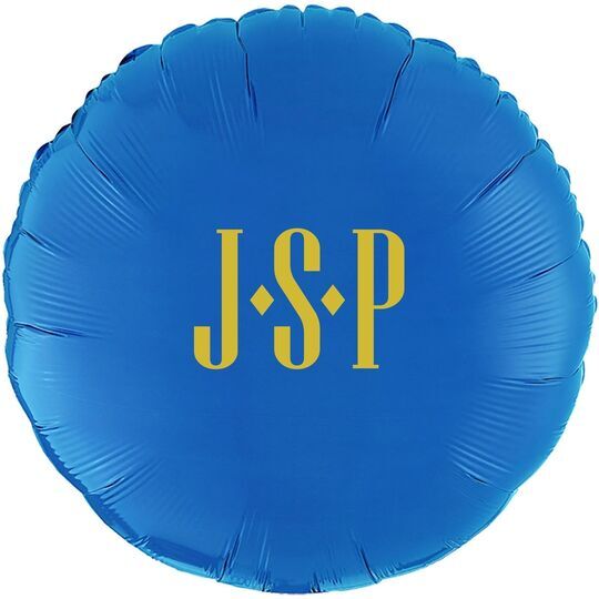 Simple 3 Initials Monogram Mylar Balloons