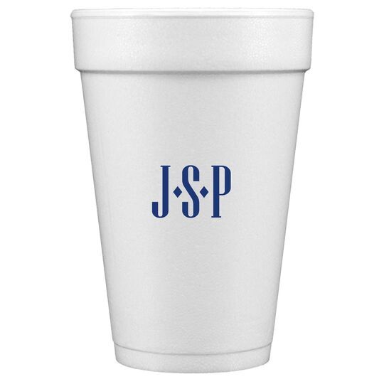 Simple 3 Initials Monogram Styrofoam Cups