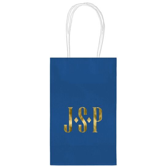 Simple 3 Initials Monogram Medium Twisted Handled Bags