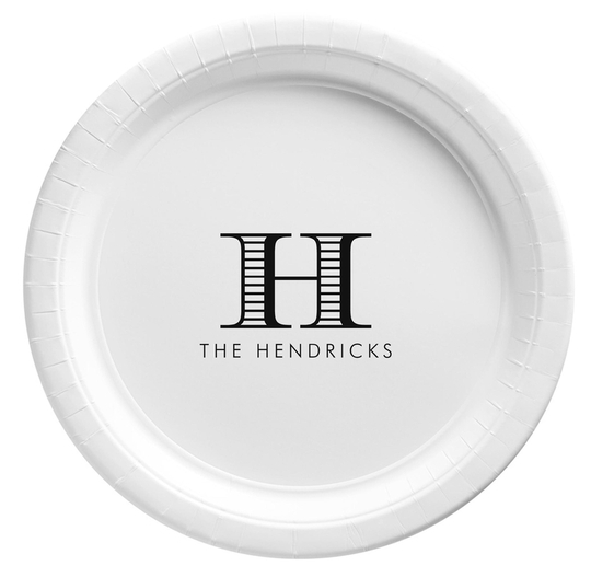 Striped Initial Paper Plates