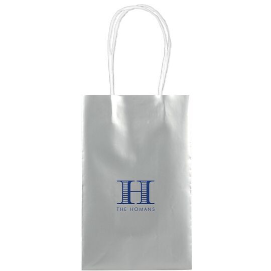 Striped Initial Medium Twisted Handled Bags