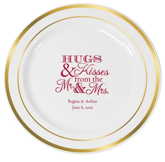 Hugs and Kisses Premium Banded Plastic Plates