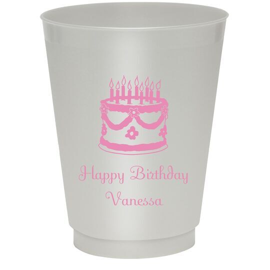 Sweet Floral Birthday Cake Colored Shatterproof Cups