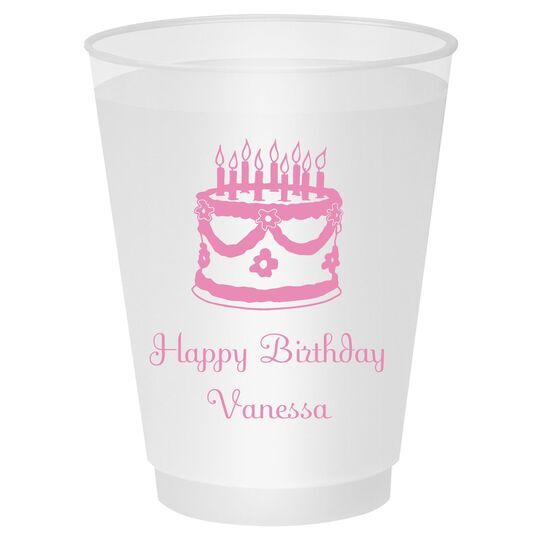 Sweet Floral Birthday Cake Shatterproof Cups