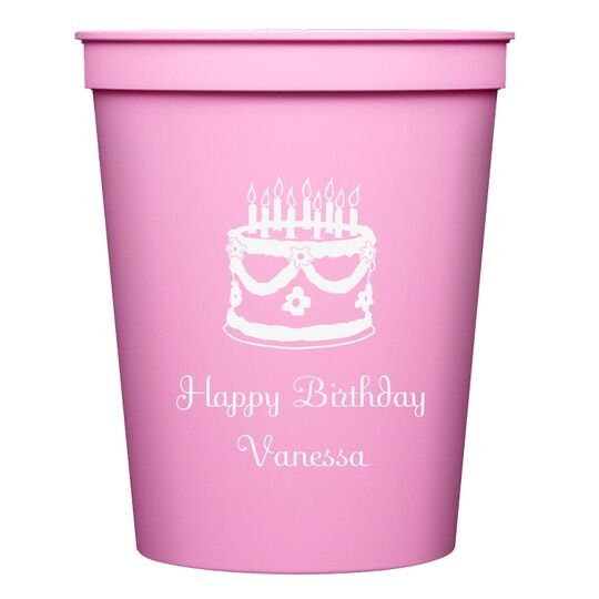 Sweet Floral Birthday Cake Stadium Cups