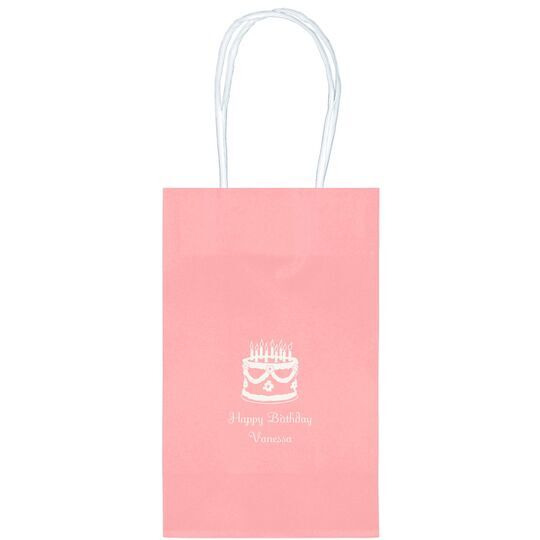 Sweet Floral Birthday Cake Medium Twisted Handled Bags