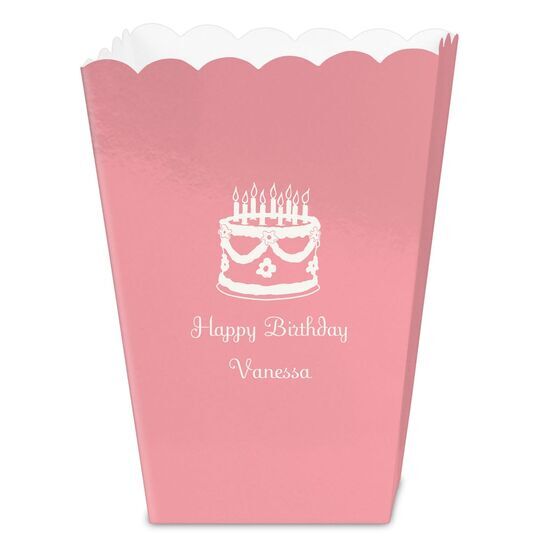 Sweet Floral Birthday Cake Mini Popcorn Boxes