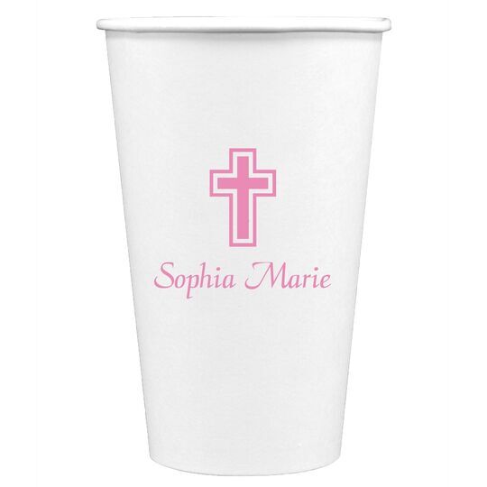 Outlined Cross Paper Coffee Cups