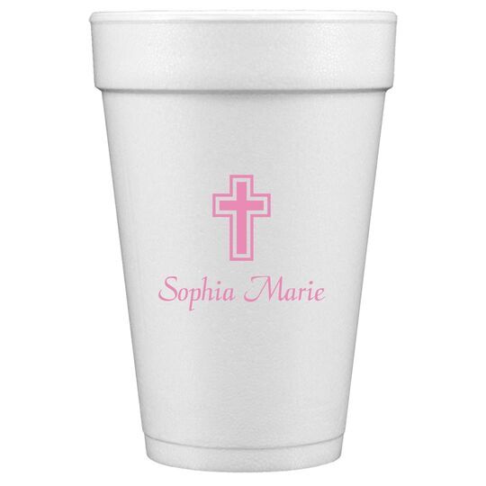Outlined Cross Styrofoam Cups