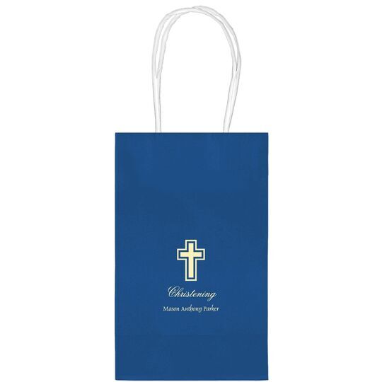 Outlined Cross Medium Twisted Handled Bags