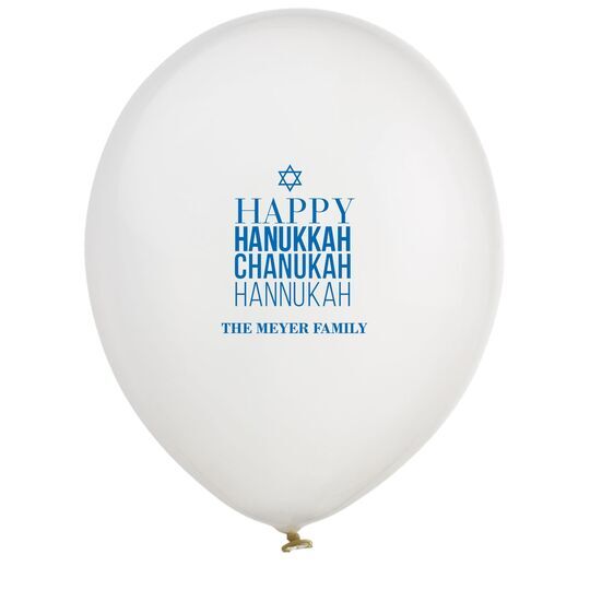 Hanukkah Chanukah Latex Balloons