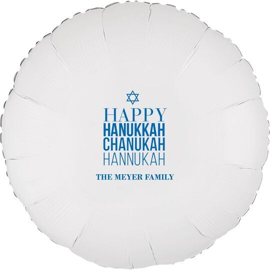 Hanukkah Chanukah Mylar Balloons