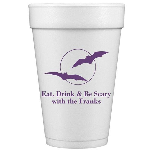 Full Moon with Bats Styrofoam Cups