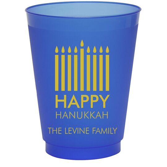 Modern Menorah Hanukkah Colored Shatterproof Cups