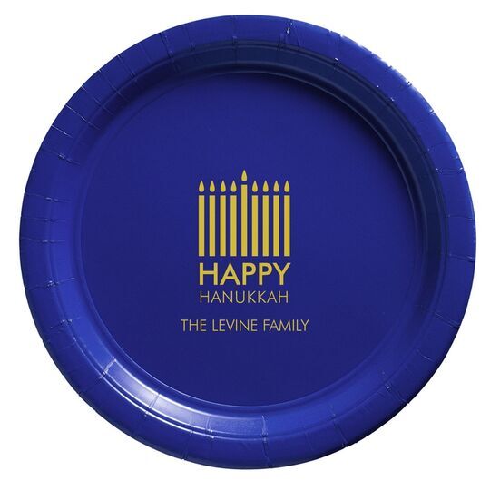 Modern Menorah Hanukkah Paper Plates