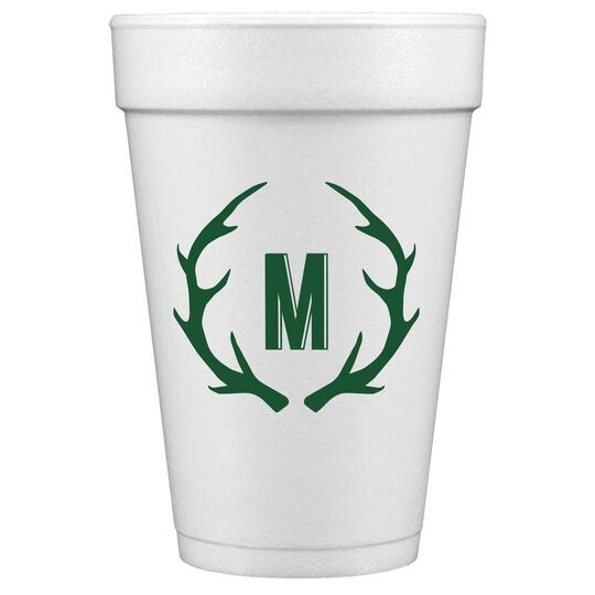 Antlers Initial Styrofoam Cups