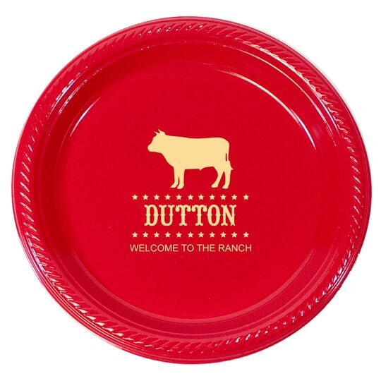 BBQ Cow Plastic Plates