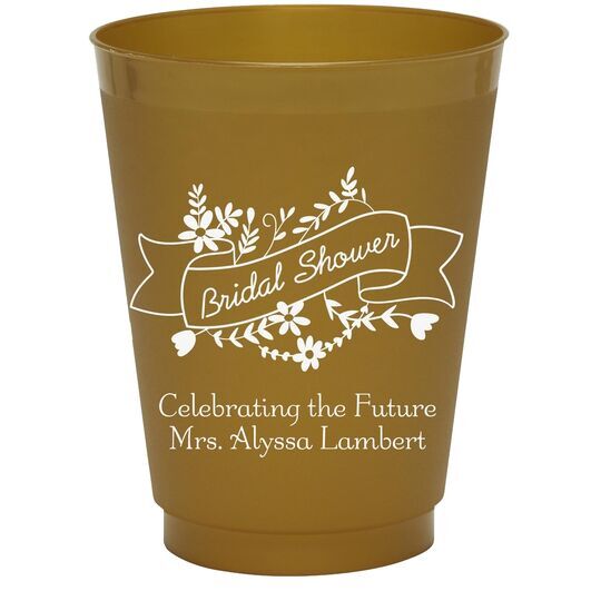 Bridal Shower Ribbon Colored Shatterproof Cups