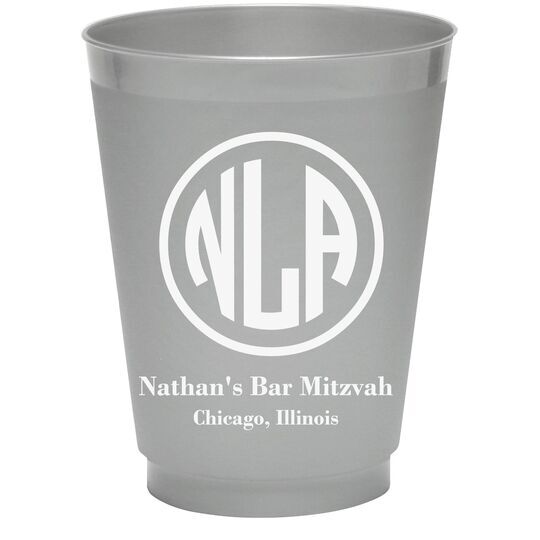 Framed Rounded Monogram with Text Colored Shatterproof Cups