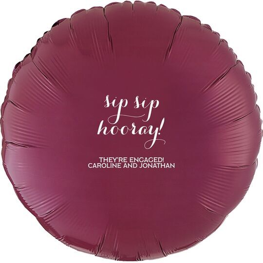 Elegant Sip Sip Hooray Mylar Balloons