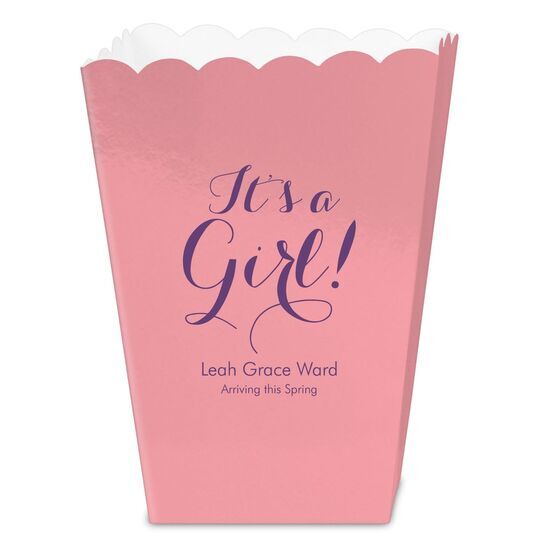 Elegant It's A Girl Mini Popcorn Boxes