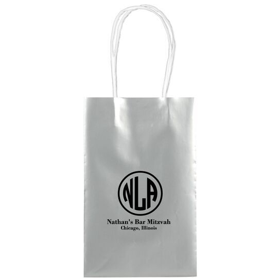 Framed Rounded Monogram with Text Medium Twisted Handled Bags