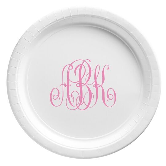 Large Interlocking Script Monogram Paper Plates