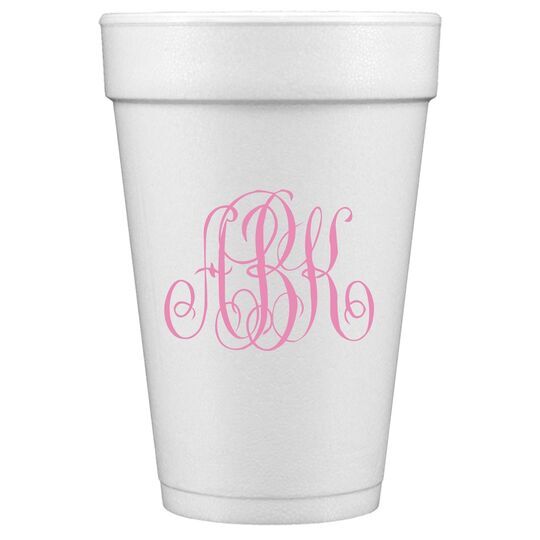 Large Interlocking Script Monogram Styrofoam Cups