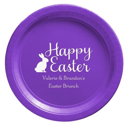Script Happy Easter Bunny Paper Plates