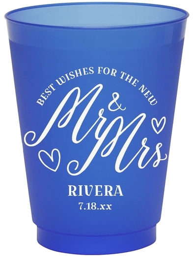 Mr. and Mrs. Best Wishes Colored Shatterproof Cups