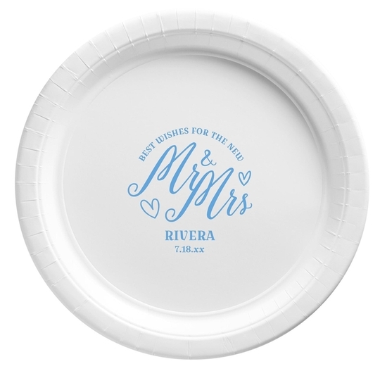 Mr. and Mrs. Best Wishes Paper Plates