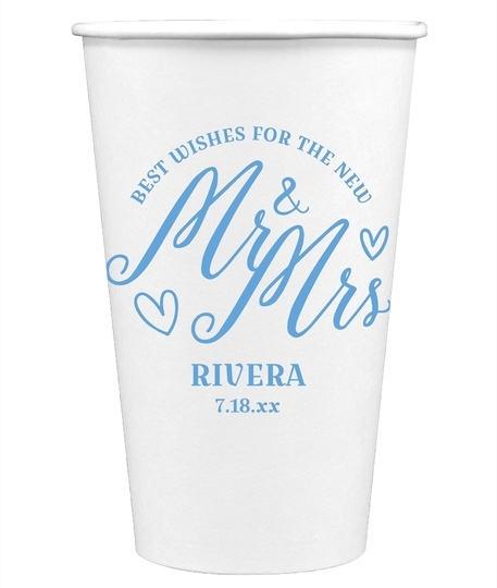 Mr. and Mrs. Best Wishes Paper Coffee Cups