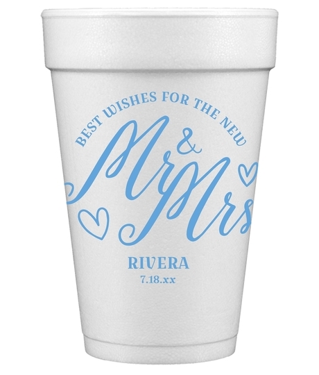 Mr. and Mrs. Best Wishes Styrofoam Cups