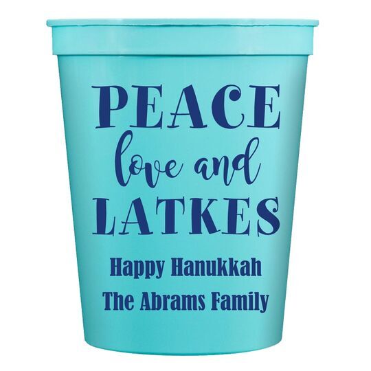 Peace Love And Latkes Stadium Cups