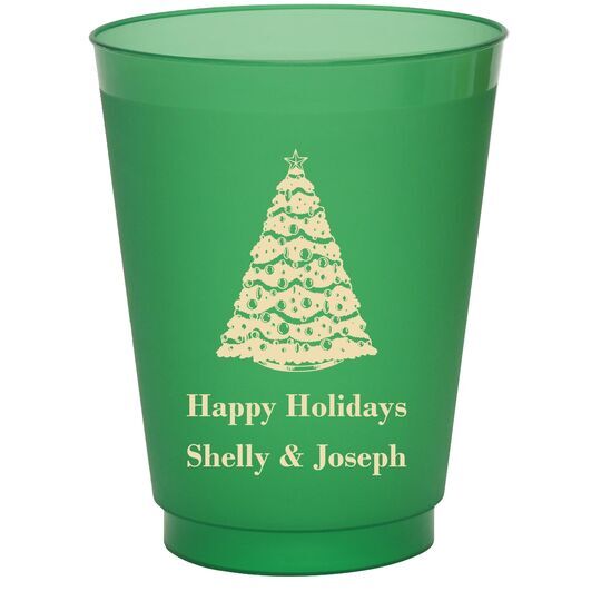 Christmas Tree Colored Shatterproof Cups