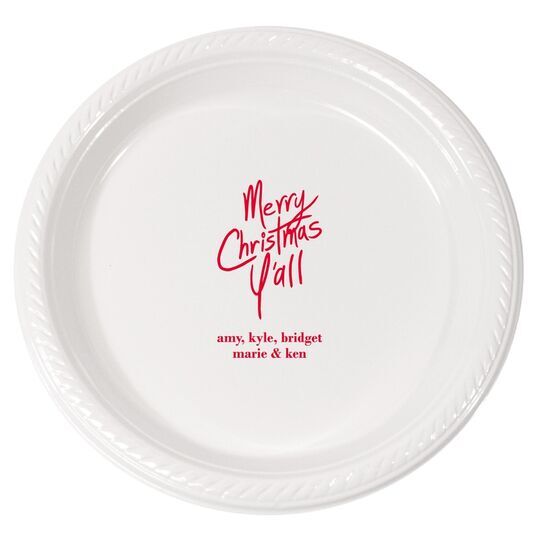 Fun Merry Christmas Y'all Plastic Plates