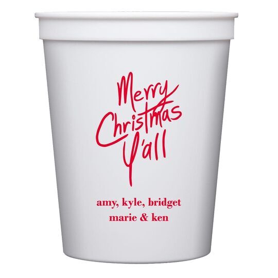 Fun Merry Christmas Y'all Stadium Cups