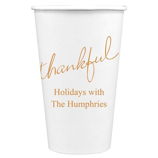 Expressive Script Thankful Paper Coffee Cups