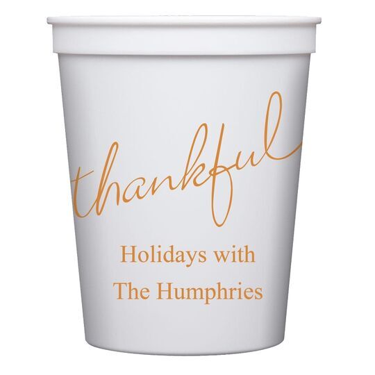 Expressive Script Thankful Stadium Cups