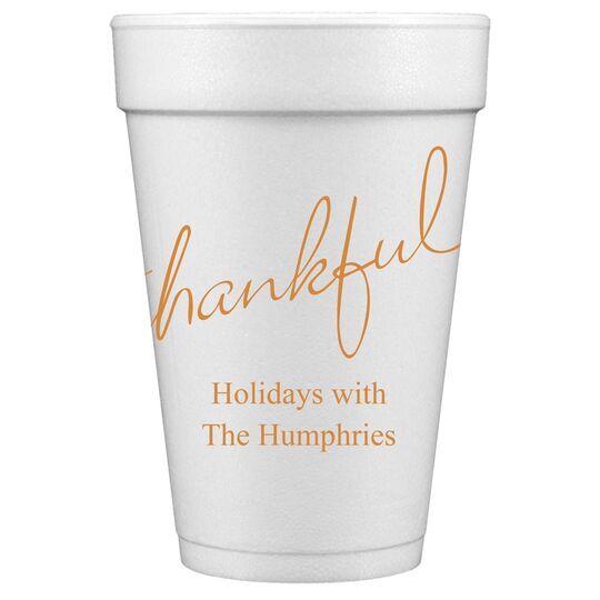 Expressive Script Thankful Styrofoam Cups