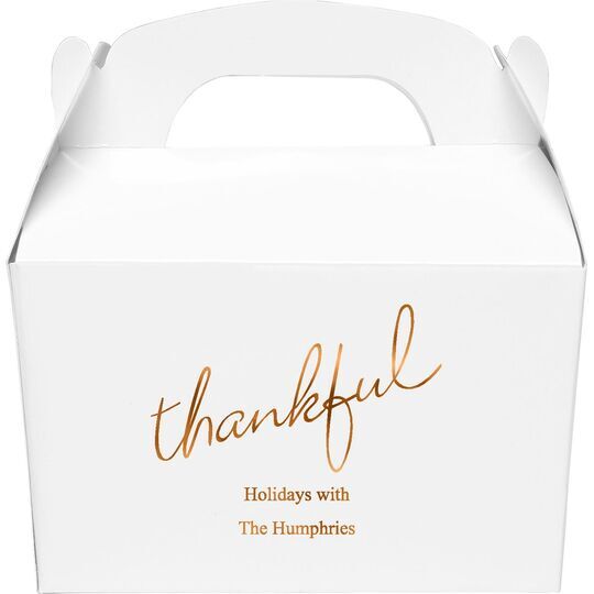 Expressive Script Thankful Gable Favor Boxes