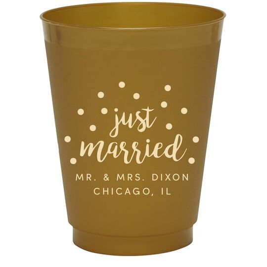 Confetti Dots Just Married Colored Shatterproof Cups