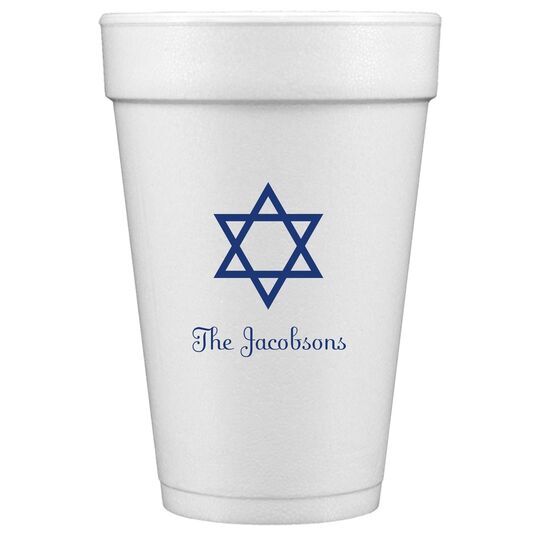 Traditional Star of David Styrofoam Cups