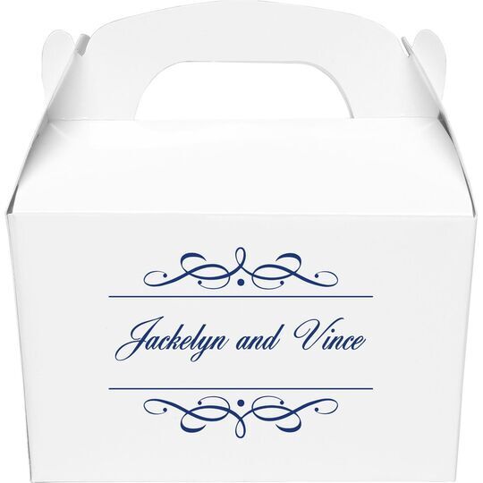 Royal Flourish Framed Names Gable Favor Boxes