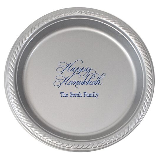 Elegant Happy Hanukkah Plastic Plates