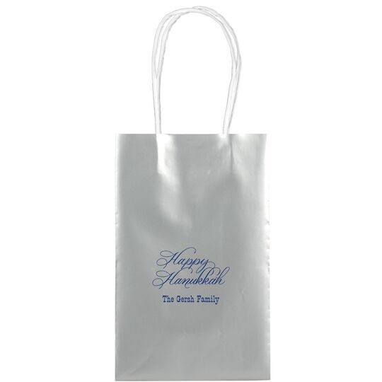 Elegant Happy Hanukkah Medium Twisted Handled Bags