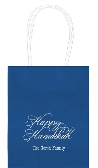 Elegant Happy Hanukkah Mini Twisted Handled Bags