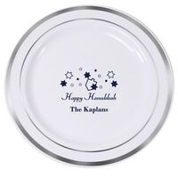 Happy Hanukkah Premium Banded Plastic Plates