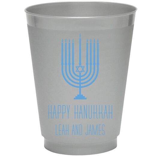 Happy Hanukkah Menorah Colored Shatterproof Cups