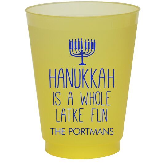 Latke Fun Hanukkah Colored Shatterproof Cups